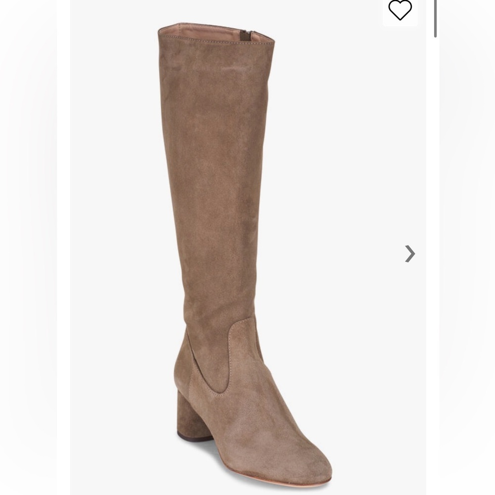 Agl made in Italy Taupe Suede under-the-Knee Block Heel Boot NWT